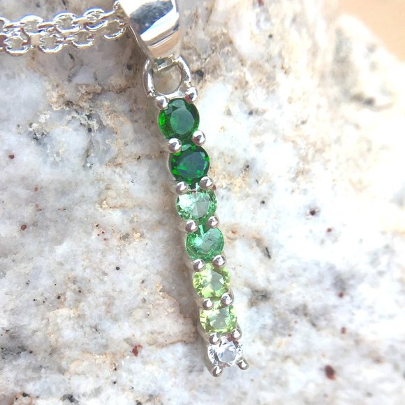 Genuine Gems Green Ombre Pendant .925 Silver Tsavorite Peridot Chrome Diopside - Picture 15 of 16